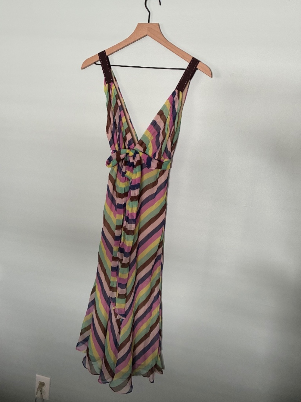 Multicolor TIBI Silk Striped Midi Dress